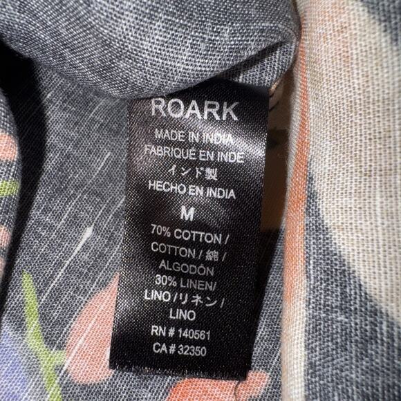 Roark Shirt Mens Size M Short Sleeve Button Classic Fit Floral Summer Black - Picture 10 of 13